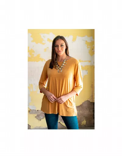 Mustard Crewneck 3/4 Sleeve